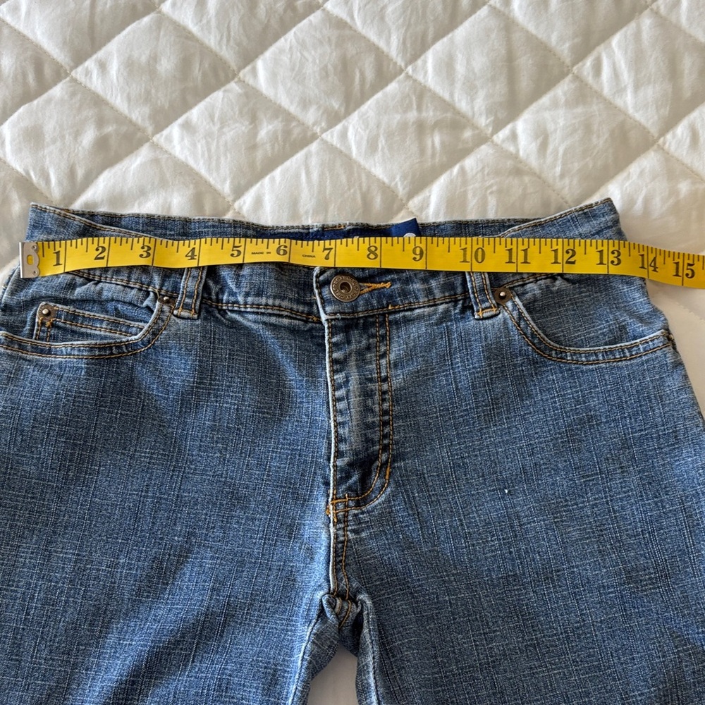 Roxy Girl Blue Denim Shorts with Gold, size 16 Stitching - Picture 6 of 7